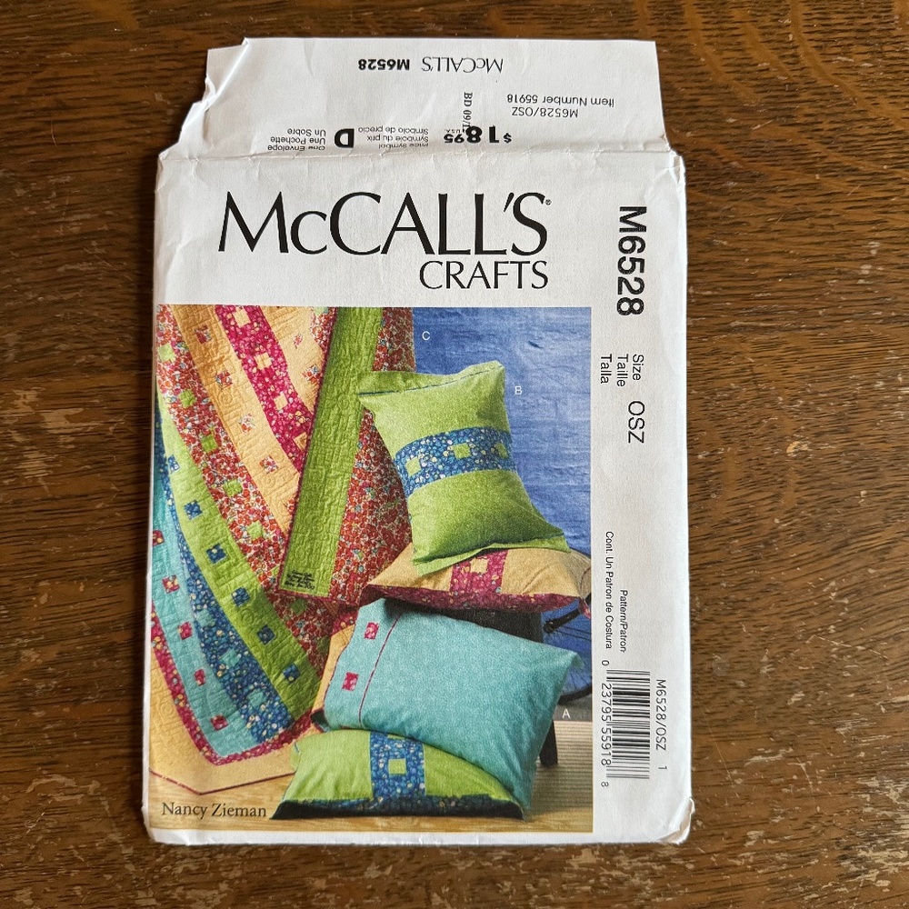 McCall’s Vintage Craft Pattern M6528or Pillow Case/Quit/Sham One Size
